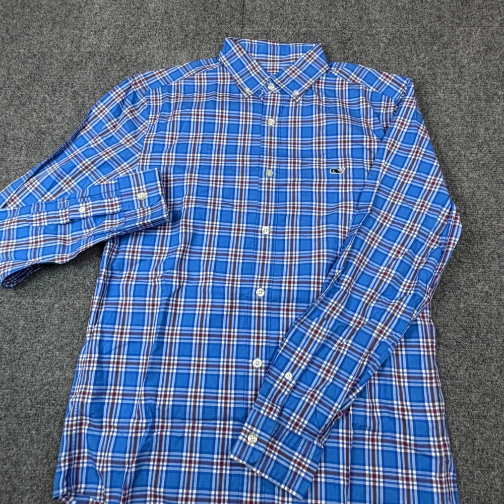 Vineyard Vines Mens Small Classic Fit Tucker Shirt Blue Plaid Button Down Cotton